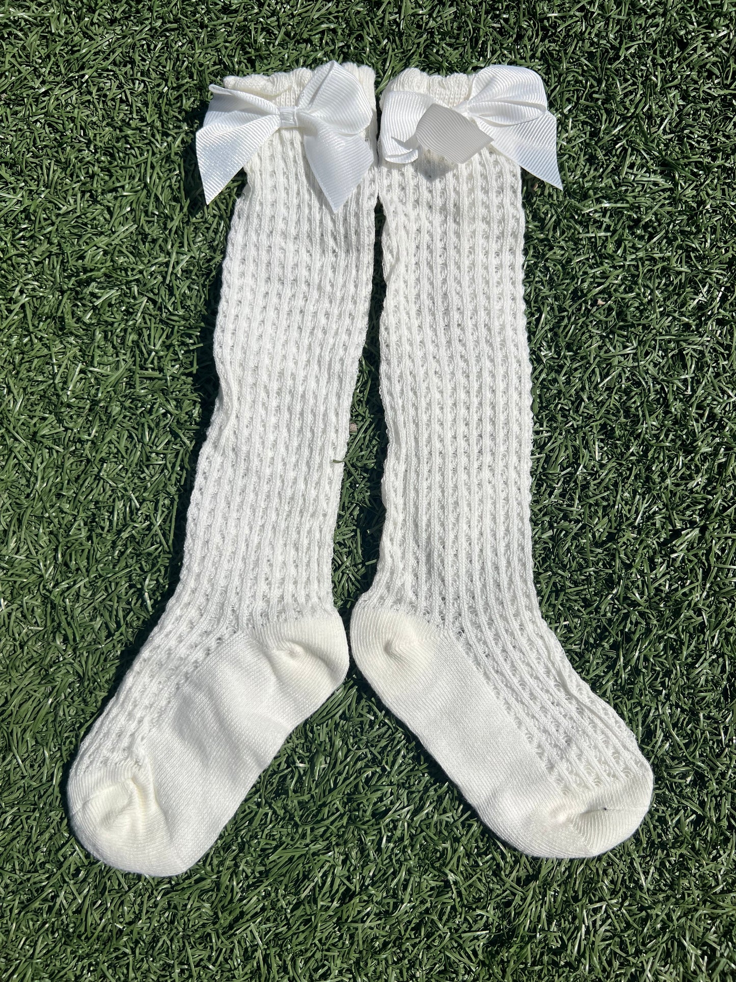 Winter white girl bow socks