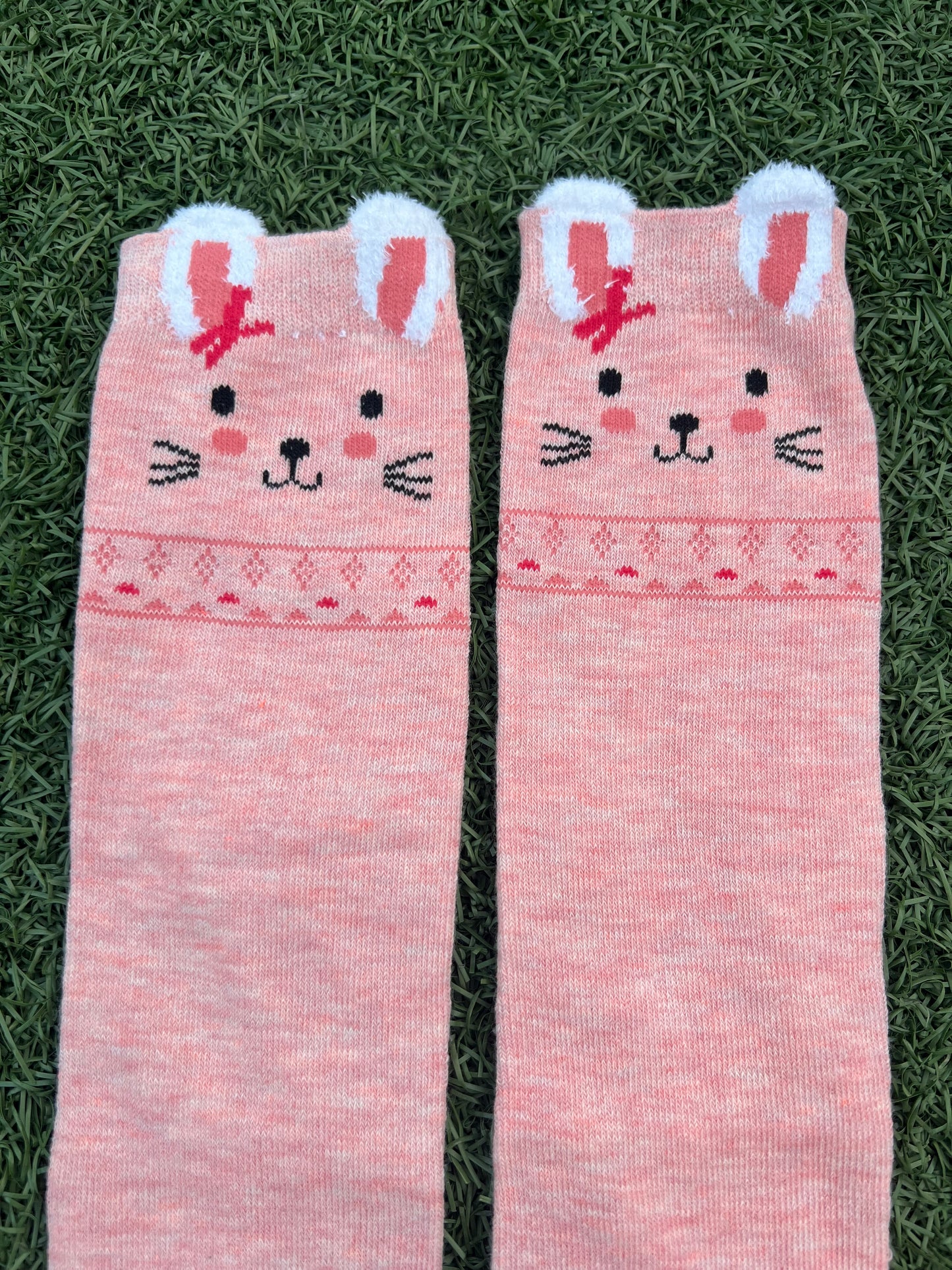 Cute Bunny Knee High Socks - Pink