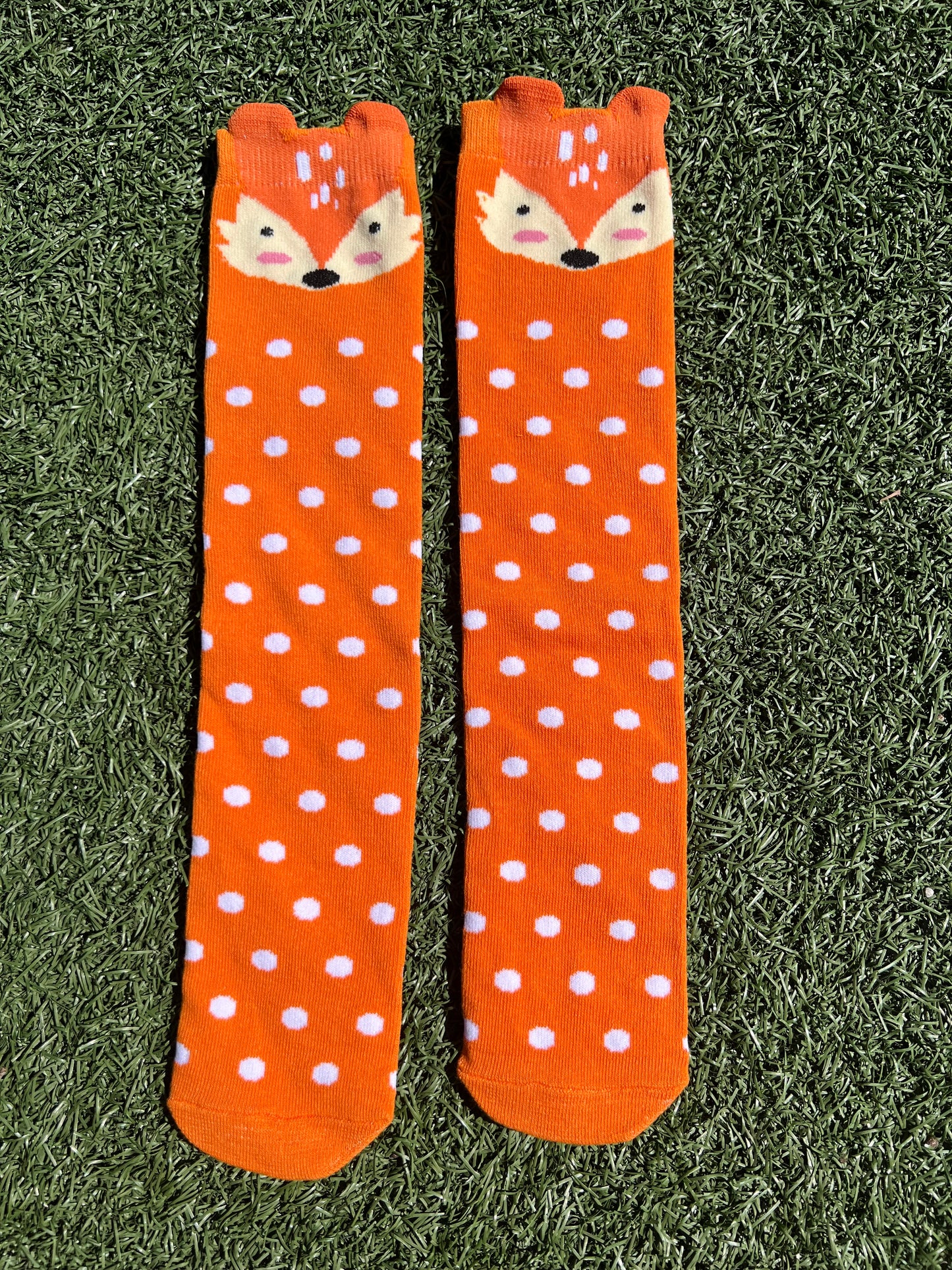 Cute Orange Fox Knee High Socks - Animal