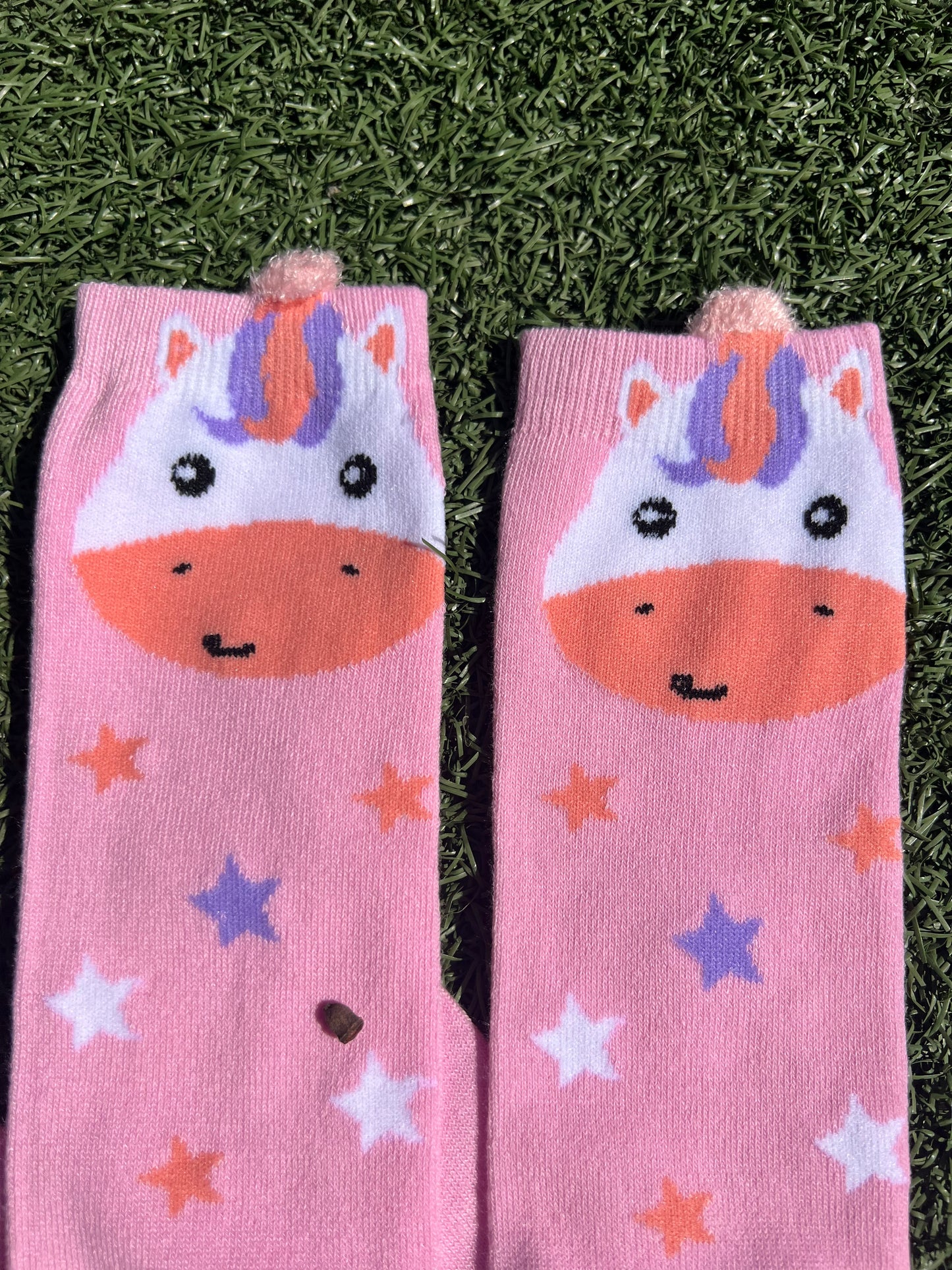 Cute Unicorn Knee High Socks - Pink Stars