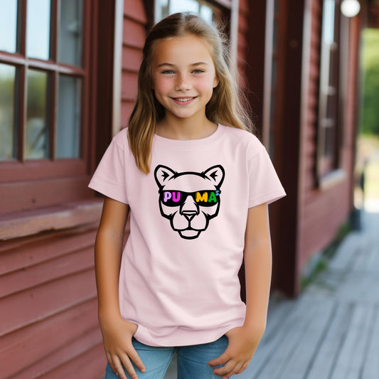 Colorful Puma With Sunglass Kids T-shirt