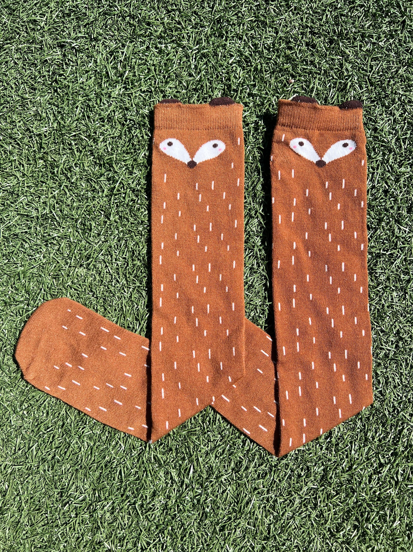 Cute Brown Fox Knee High Socks - Animal