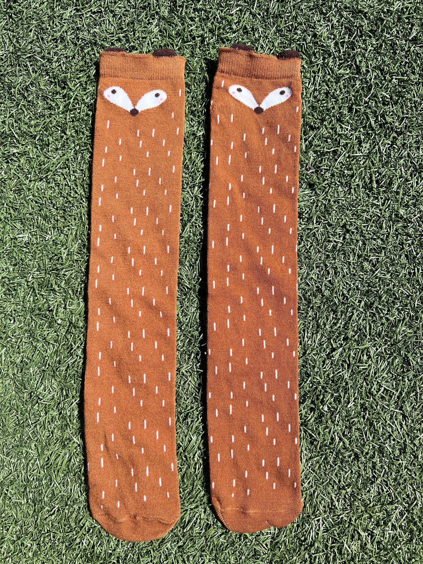 Cute Brown Fox Knee High Socks - Animal